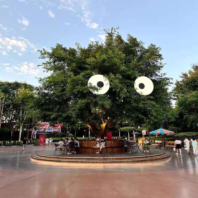 新款广告牌3D会动的眼睛灯箱圆形挂墙式户外网红跳动门头发光招牌