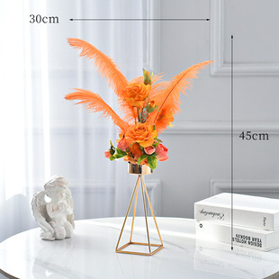 床头仿真花鸵鸟羽毛花摆件ktv桌面装饰摆台花客厅茶几上摆放的花