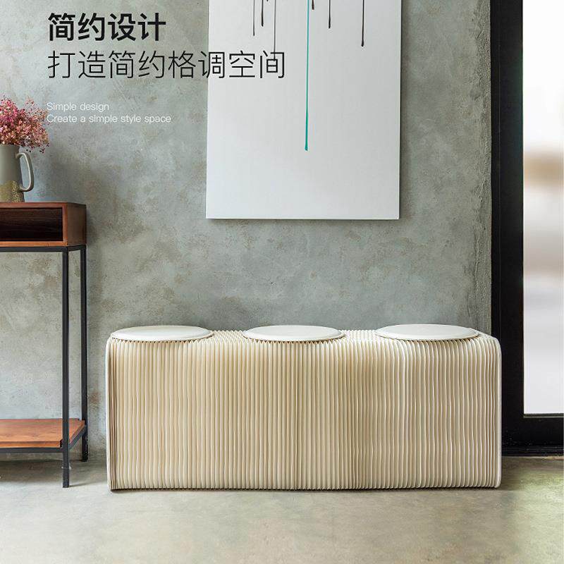 十八纸折叠餐桌长凳白色创意家具店铺客厅书房家用省空间时尚凳子