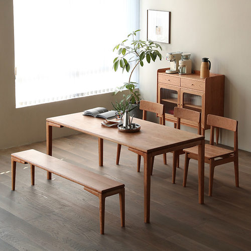 北欧黑胡桃樱桃木简约家用餐桌家用新中式现代原木工作台书桌