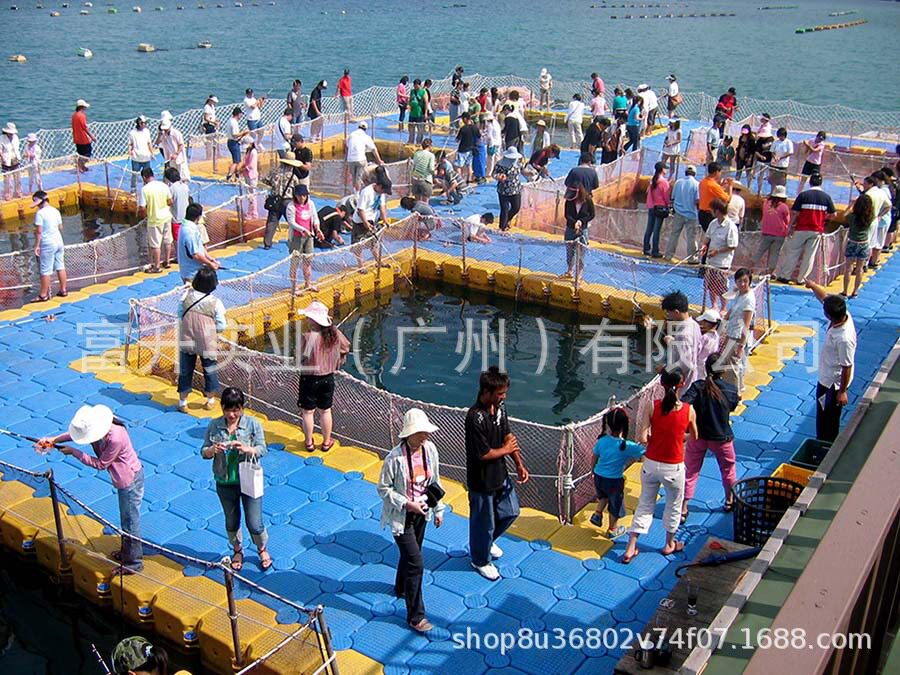 广东塑料浮筒港口游轮码头水上平台网箱养殖平台钓鱼浮台景观浮桥