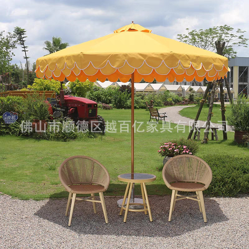 网红户外遮阳伞大伞婚礼花边太阳伞沙滩摆摊伞庭院露台中柱伞