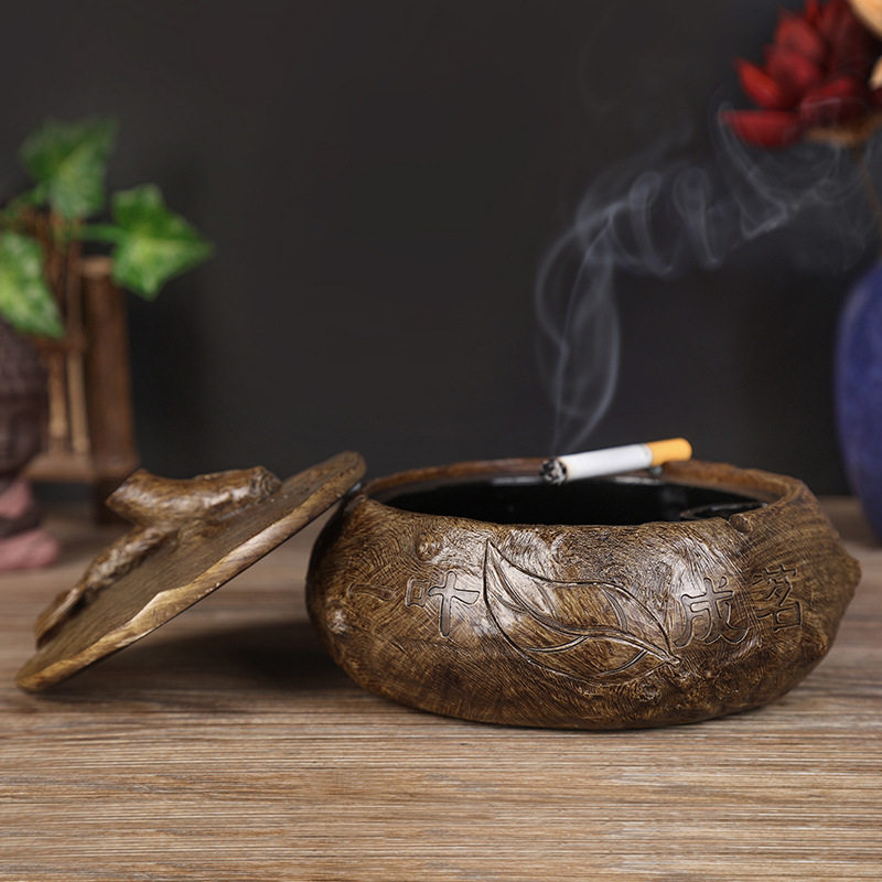 供应批发 个性家居复古多功能烟灰缸 一叶成茗环保树脂工艺品
