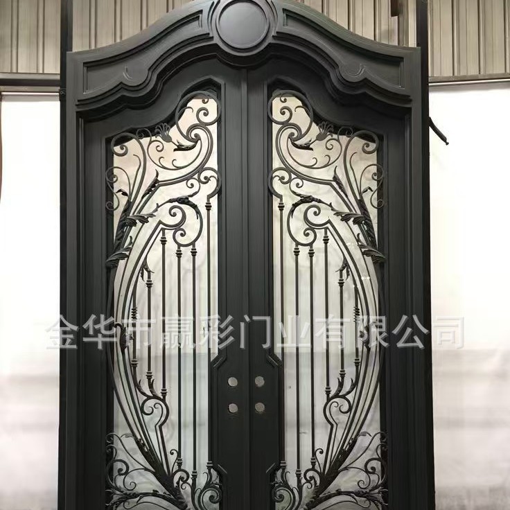 铁艺门中空玻璃门欧式入户门手工锻铁大门玻璃双层钢化活动门