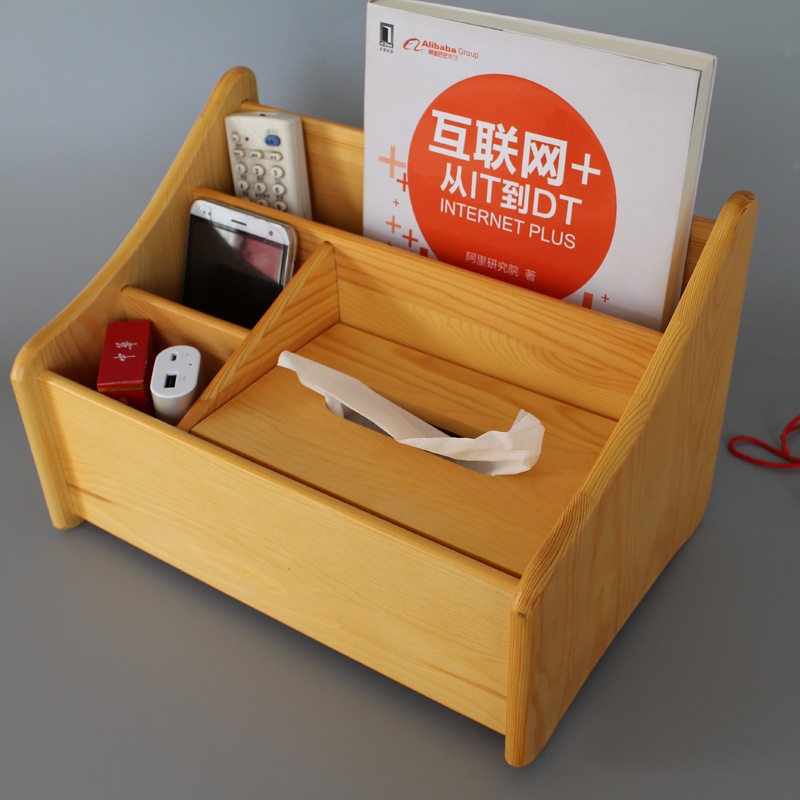 厂家批发桌面收纳盒纸巾盒客厅木制抽纸盒家用多功能杂物收纳盒