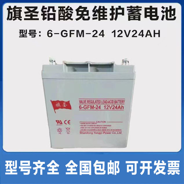 旗圣蓄电池6-GFM-2412V24AH铅酸免维护UPS机房/应急太阳能光伏