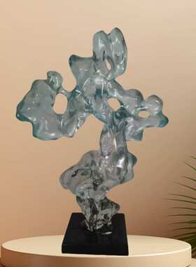 树脂工艺品摆件家居客厅轻奢透明太湖石创意抽象家居装饰艺术品