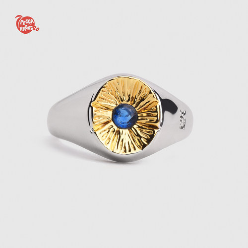 桃子男孩凹面压花印章戒指