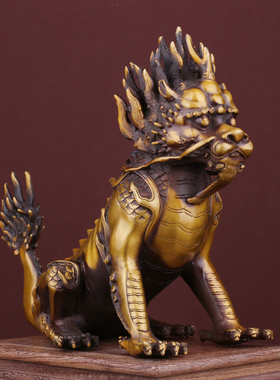 纯铜龙生九子之狻猊 家居风水铜B装饰品办公室客厅桌面装饰品摆件