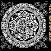 吉祥八宝曼陀罗画稿静心s减压唐卡描金涂色DIY手绘填色装 饰油