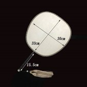 高档苏州工艺玉竹乌木柄圆形x异型 双面空白熟绢丝团扇 宫扇套装