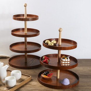 木质多层水果盘家用n点心架干果零食盘客厅茶几蛋糕托盘糖果展示