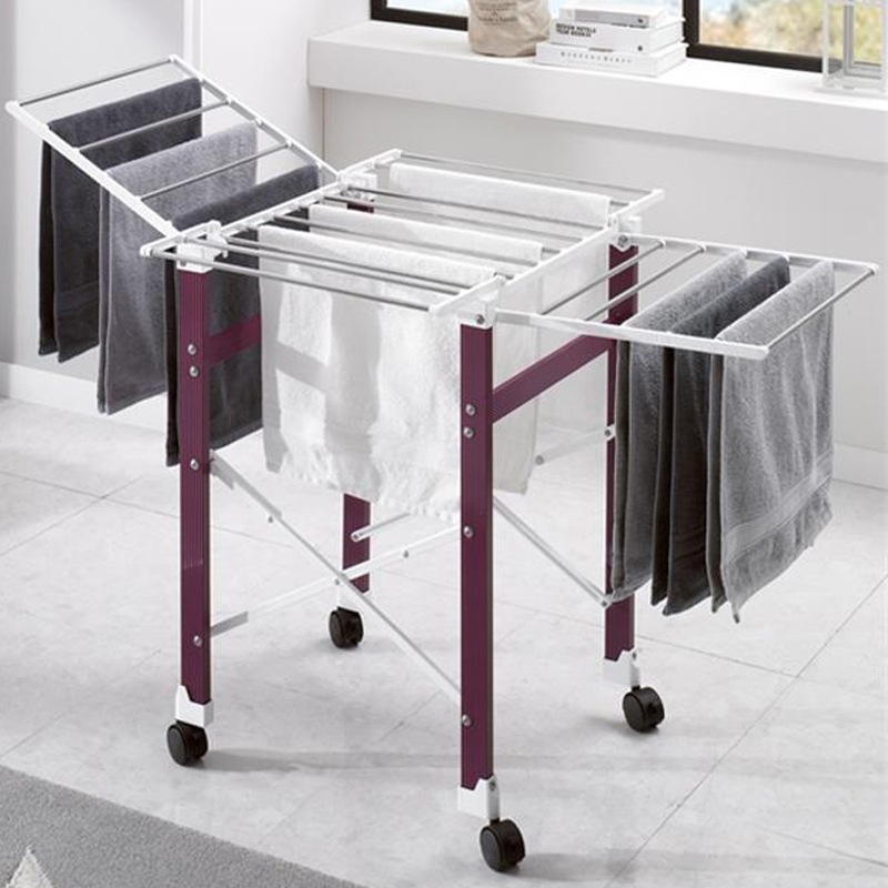 折叠晾衣架可推动带滑轮移动轮子翼型置地式落地大型晒Z被子挂衣