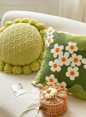 蔓越家 ins风少女心绿色抱枕靠垫客厅沙发靠O背腰靠枕抱枕套不含