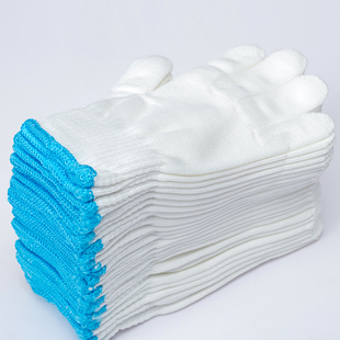 手套劳保耐磨线手套棉线手u套工作劳动白棉纱手套加厚工地尼龙手