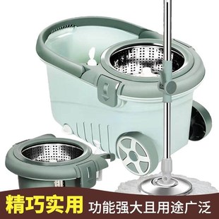 拖把桶自动甩干纯棉吸水拖把地墩布干T湿两用家用一拖 加厚旋转式