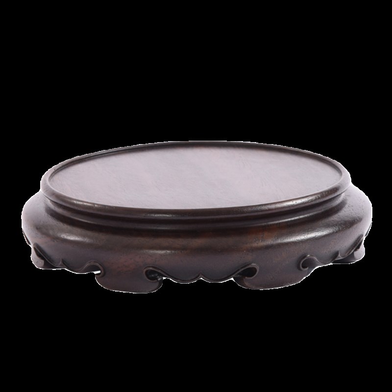 实木非洲黑檀茶壶圆形摆件明式镂空特H价底座微盆景孔明锁展示木