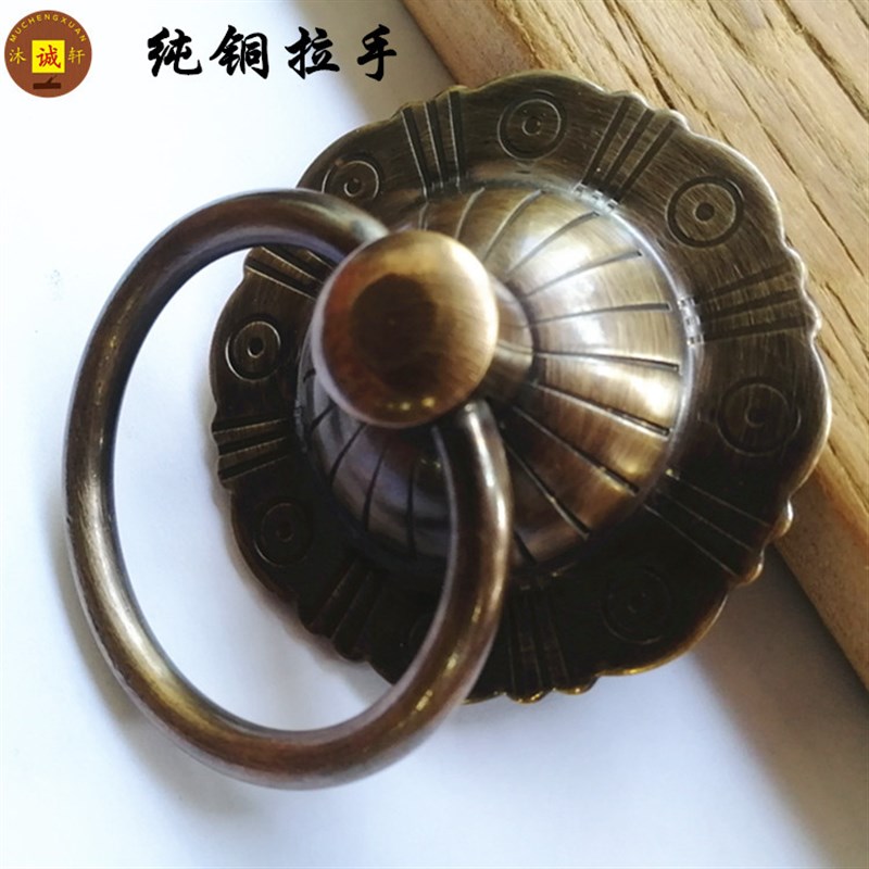仿古纯铜玻璃门木大门拉手拉w环黄铜内外双面对装门环门钹装饰配