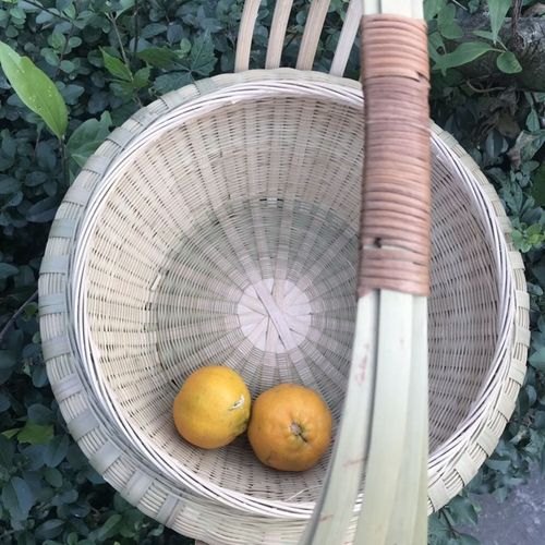 家用复古带盖纯手工编制手提竹篮竹编菜篮子环P保购物篮收纳篮水