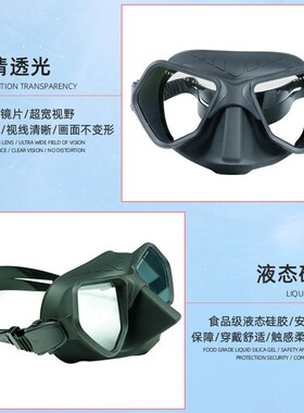 60cc低e容镜潜水面镜高清防雾浮潜水肺潜面镜一体潜水镜设计单面