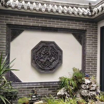 包邮梅竹图 孔雀i戏牡丹 庭院 园林砖雕 中式仿古 影壁 浮雕背景