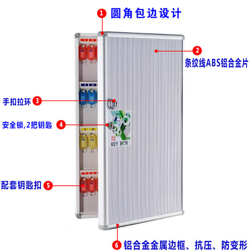 包邮铝合金48位钥匙箱钥匙柜壁挂式钥匙管理箱汽车锁匙.钥匙收纳