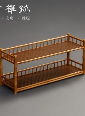 竹禅迹竹制茶具架m 茶杯架子茶具收纳架两层紫砂摆放架壶架置物