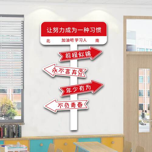 班级布置教室装饰励志文字标语创意路牌墙贴初三高中开.学文化氛