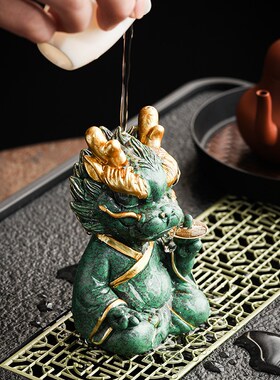 故宫文创青砂石茶宠摆件创意可养龙年吉祥物桌面茶W台装饰品礼物