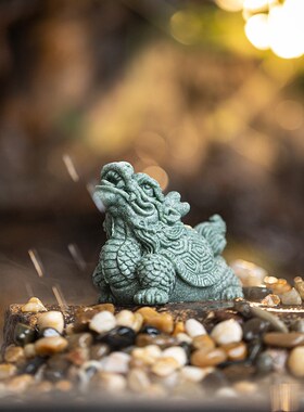 青砂石金b钱小龙龟茶宠茶玩摆件创意假山鱼缸造景园艺盆栽桌面装
