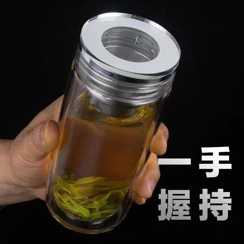 水晶鹅蛋杯新款男女m士高档单双层玻璃水杯加厚隔热车载泡茶玻璃