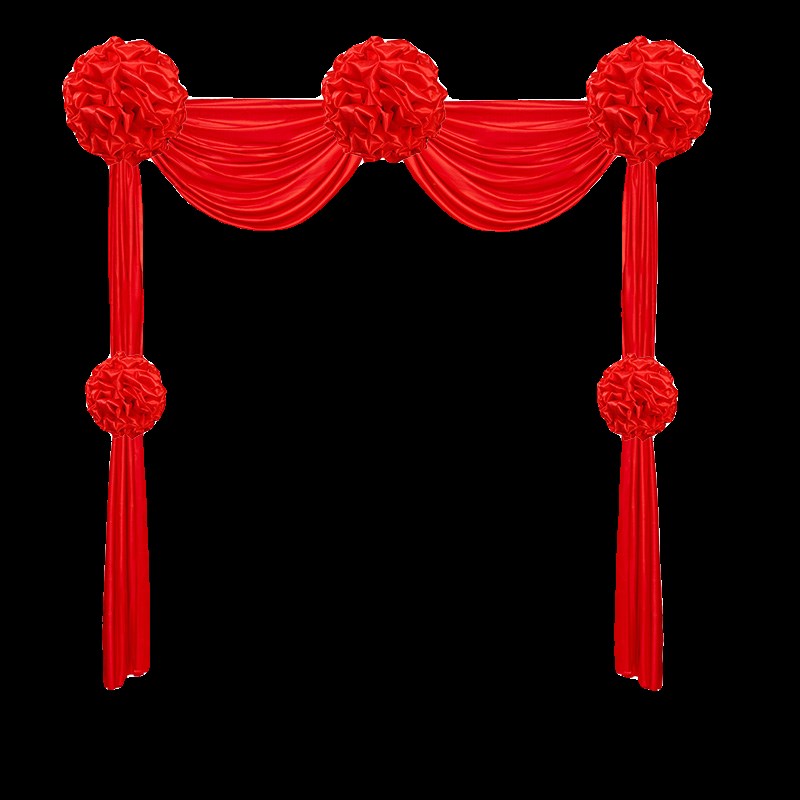 结婚大红花球农村庭院r拉花红绸布婚房阳台栏杆别墅外墙布置装饰