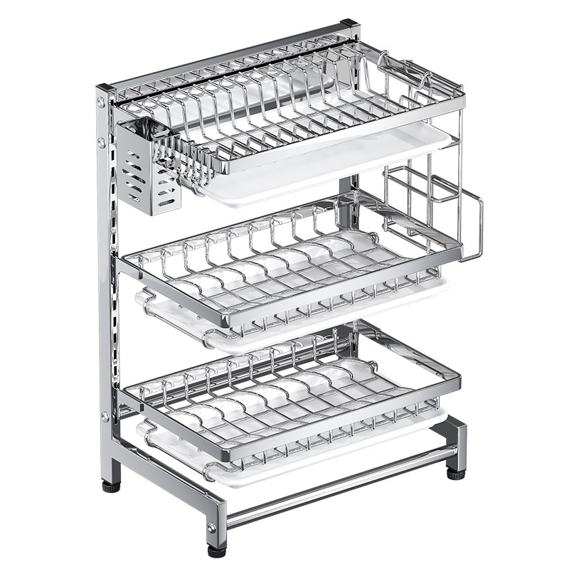 不锈钢碗架厨房置物架家用台面多功能放碗盘碗筷沥水架.碗碟收纳