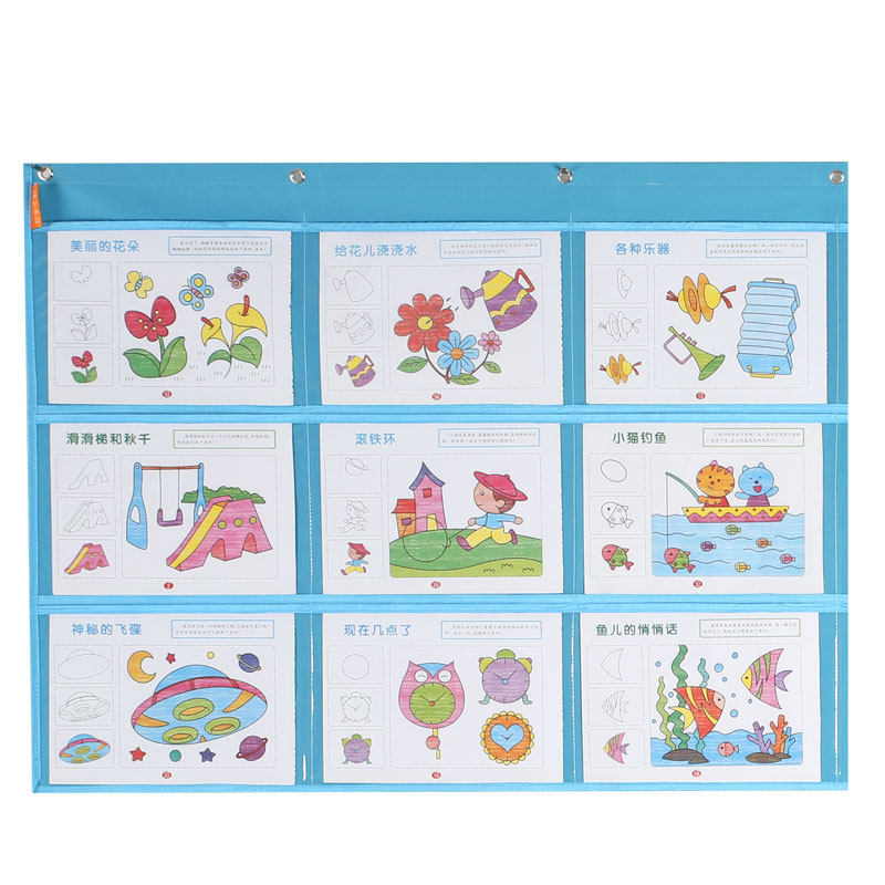9格A4美术作品展m示挂袋幼儿园图书本课本收纳袋透明阅读识字卡袋,收纳整理,收纳挂袋,淘宝优惠券,粉丝福利购,淘宝优惠卷
