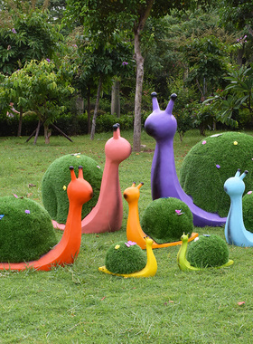 户外园林景观装饰摆饰仿真动物卡通绿植蜗牛幼儿园公V园玻璃纤维