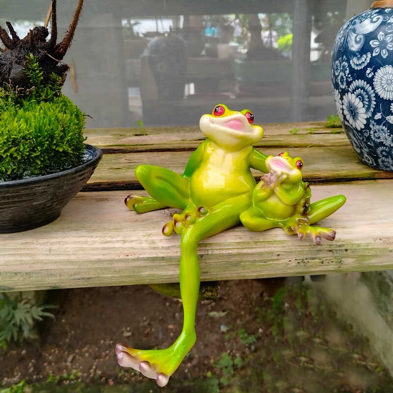 创意母子青蛙摆i件桌面庭院花园装饰民宿幼儿园微景观盆景造景摆