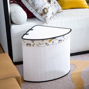 扇形竹编收纳筐圆桶弧形s壁橱收纳篮杂物零食墙角洗衣收纳整理盒