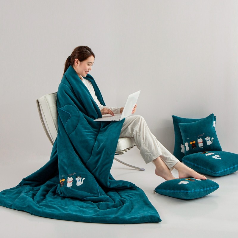 折叠抱枕被子两用冬季珊瑚绒毯子午睡办公室汽车S载枕头二合一加,居家布艺,抱枕被,淘宝优惠券,粉丝福利购,淘宝优惠卷