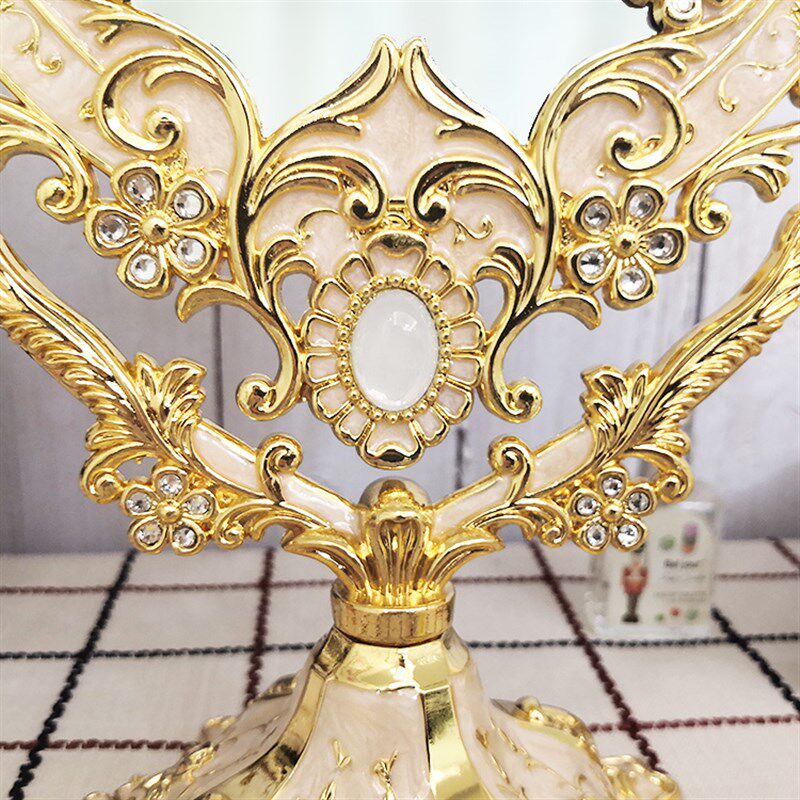 欧式复古金属镜子化o妆镜台式镜桌面大号双面梳妆镜公主镜家用卧