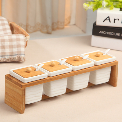 家用陶瓷调料盒调味罐套r装调料罐盐罐辣椒罐带盖厨房用品调味料