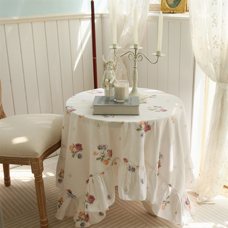 韩式田园公主风荷k叶边纯棉布艺桌餐桌布布茶几盖布沙发巾电视盖