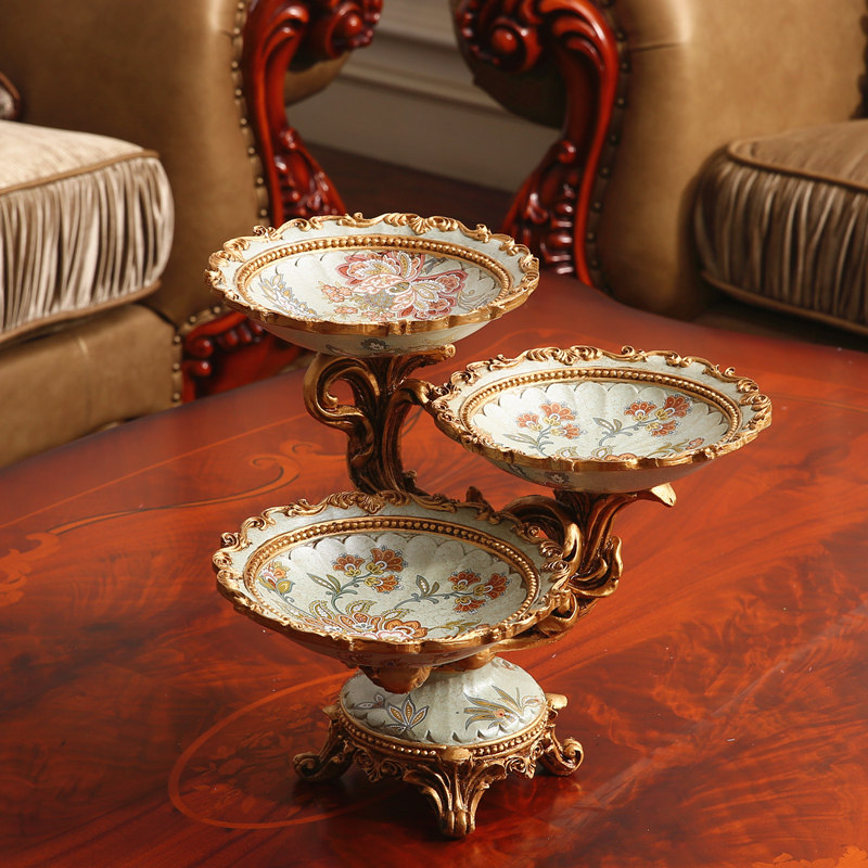 欧式大号多层水果盘创意复古分格托D盘客厅装饰摆件干果点心零食