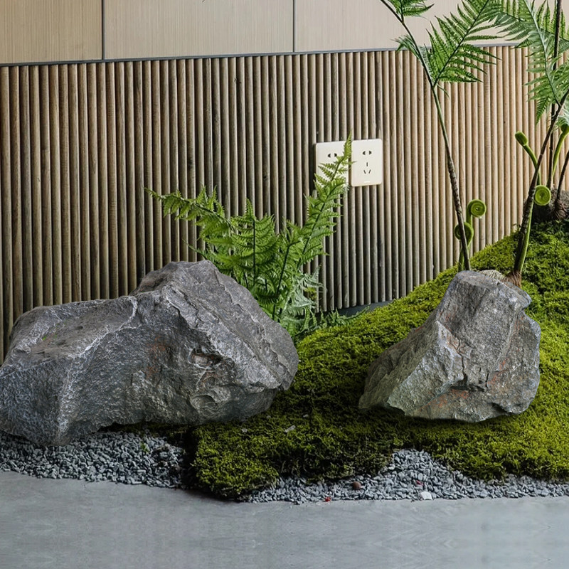 仿真石头景观室内j软装拍摄假山石头道具布景园林绿植造景装饰摆
