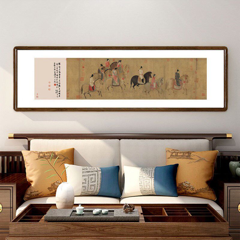 名家字画人物f画客厅沙发背景墙装饰画茶室挂画张萱虢国夫人游春