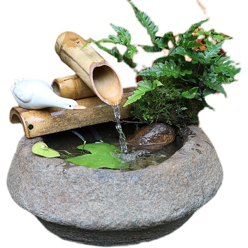 创意石盆竹子流水器客厅庭院阳台造景养J鱼池循环喷泉增氧装饰摆,家居饰品,户外/庭院摆件,淘宝优惠券,粉丝福利购,淘宝优惠卷