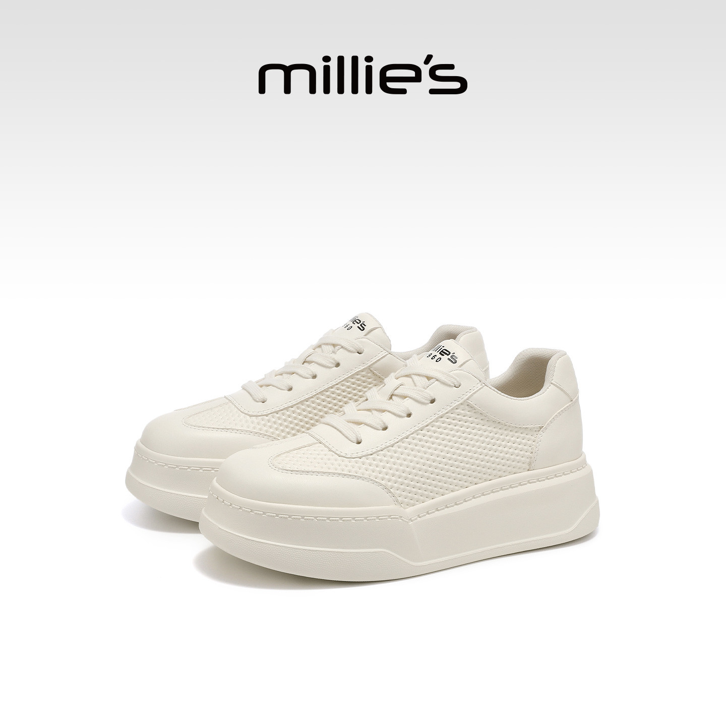 MILLIE'S/妙丽厚底小白鞋女款2026春季新款百搭休闲板鞋增高轻便