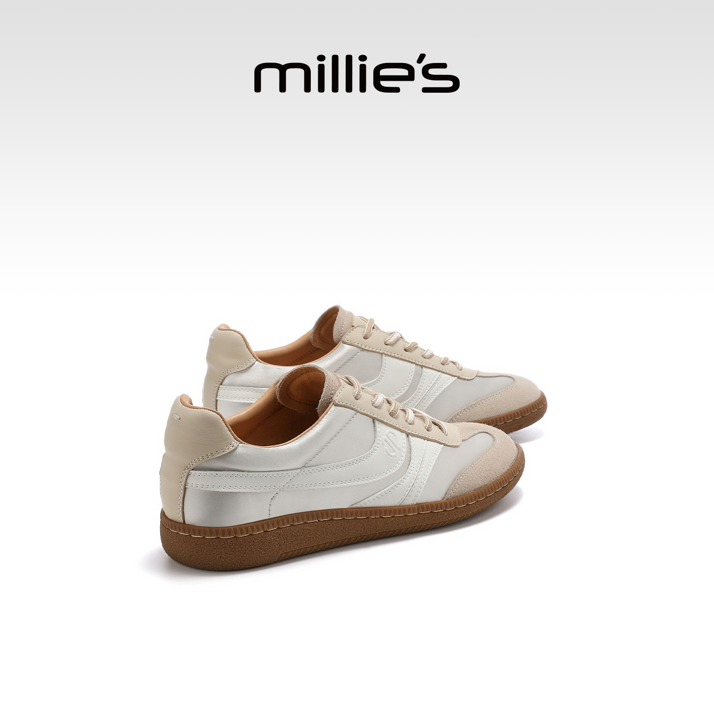 MILLIE'S/妙丽百搭拼色平底休闲运动鞋2026春季复古德训鞋女款,女鞋,德训鞋,淘宝优惠券,粉丝福利购,淘宝优惠卷