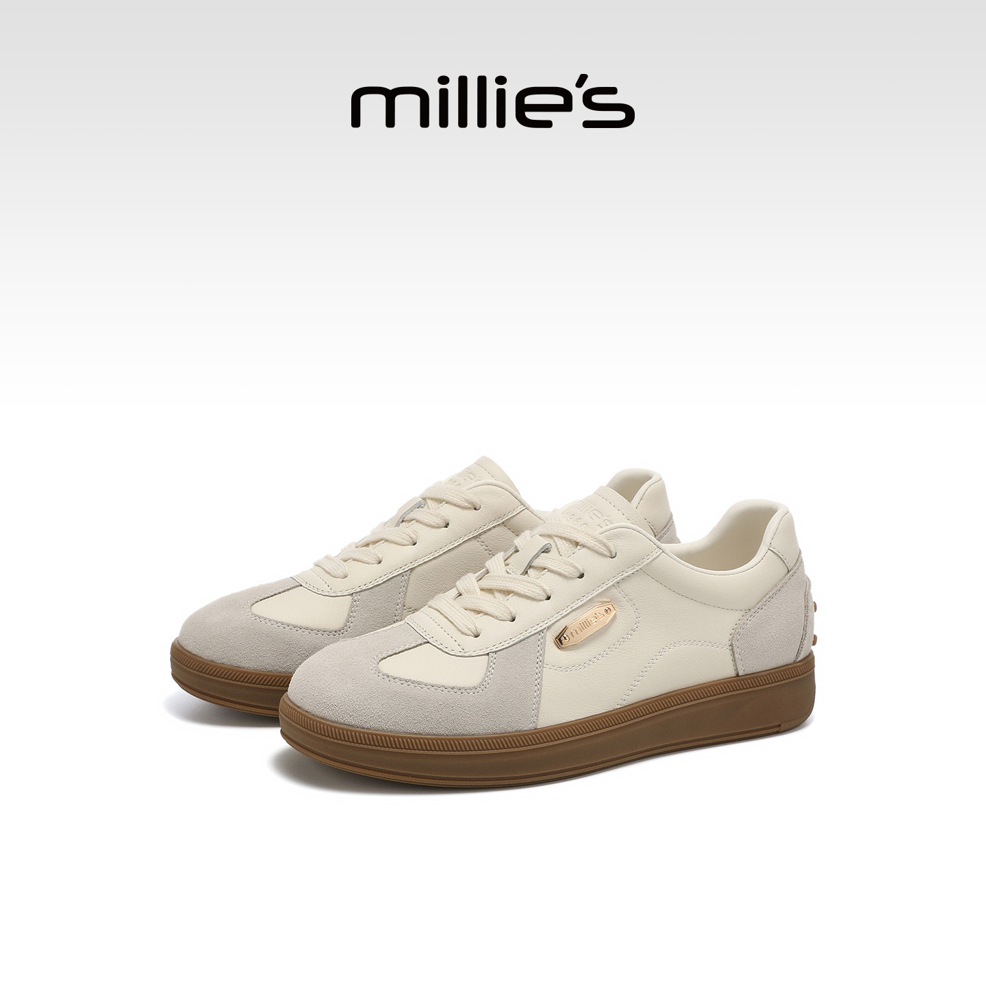 MILLIE'S/妙丽时尚休闲鞋厚底德训鞋女款小白鞋春季2026新款板鞋