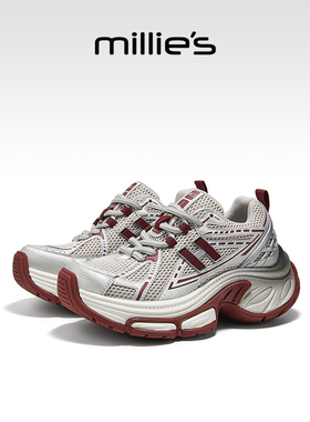 millies妙丽2025秋季新款复古潮流老爹鞋女鞋厚底增高休闲运动鞋