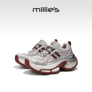 millies妙丽2025秋季新款复古潮流老爹鞋女鞋厚底增高休闲运动鞋